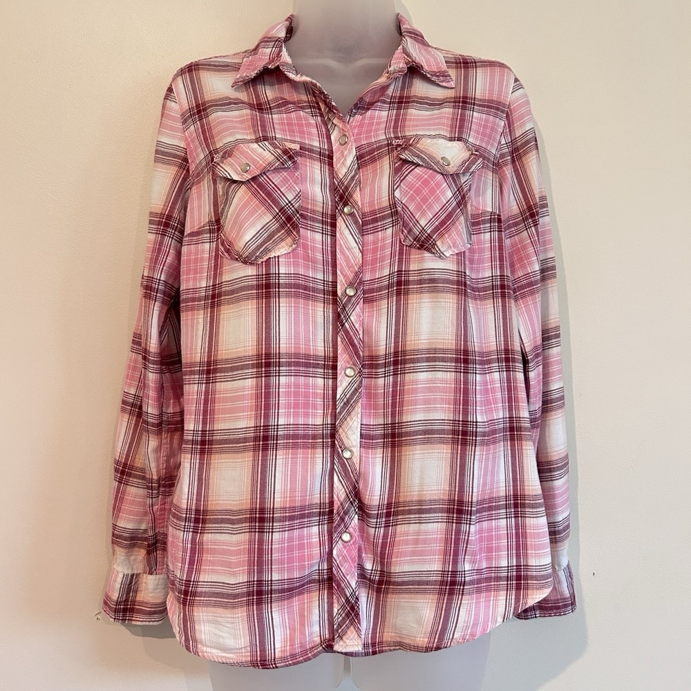 Bit and Bridle Plaid Western Pearl Snap Pink Shirt Sz S Cowgirl Feminine
